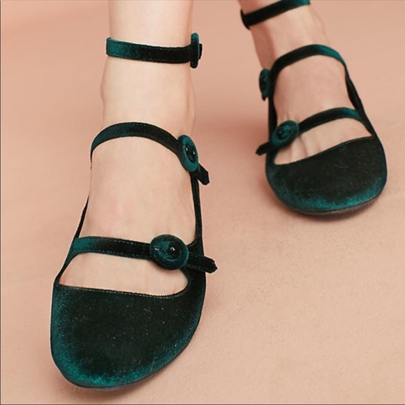 ANTHROPOLOGIE CHELSEA VELVET STRAPPY SHOE SZ 9.5 - Picture 2 of 7